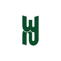 letter wn linked curves simple geometric logo vector
