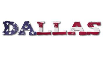 Dallas Text with USA Flag Waving Inside. Seamless Loop Animation on Transparent Background. video