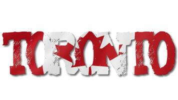 Toronto Text with Canada Flag Waving Inside. Seamless Loop Animation on Transparent Background. video