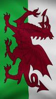Wales Waving Flag in Vertical Orientation. Realistic Flag Animation. Seamless Loop Background. video