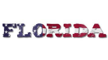 Florida Text with USA Flag Waving Inside. Seamless Loop Animation on Transparent Background. video