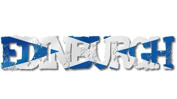 Edinburgh Text with Scotland Flag Waving Inside. Seamless Loop Animation on Transparent Background. video