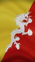 Bhutan Waving Flag in Vertical Orientation. Realistic Flag Animation. Seamless Loop Background. video