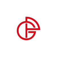 letter gp linked circles lines geometric logo vector