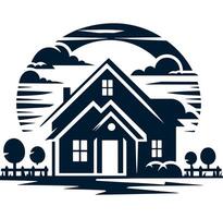 A house with a roof and trees in the background vector
