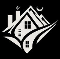 House with a mountain in the background vector