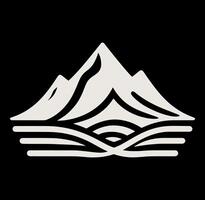 A mountain with waves and a river in the background vector