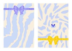 Baby shower invitation template and thank you card. Two-sided baby shower card in y2k style, holiday party bundle with front and back side. Set on light background with blue liquid blots vector