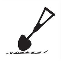 A shovel and a shovel in the grass vector
