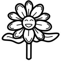 a flower with a smiley face coloring page vector