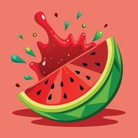 Fresh Watermelon Slices with Splash on a Plate vector