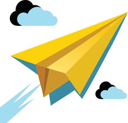 paper airplane flying in the sky
