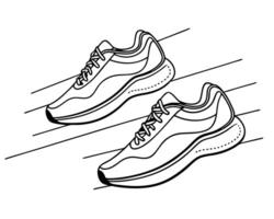 Pair of Detailed Line Art Sneakers for Running vector