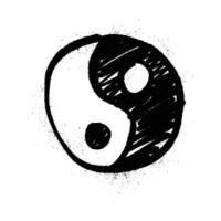 Black Spray Paint Graffiti Yin and Yang Symbol with Spray Texture vector