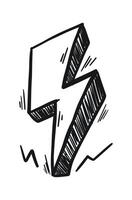 Hand Drawn Black and White Sketch of a Lightning Bolt vector