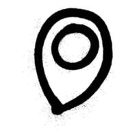 Black Spray Paint Graffiti Map Pointer Symbol with Spray Texture vector