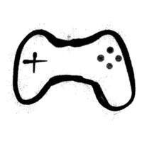 Black Spray Paint Graffiti Game Controller Symbol with Spray Texture vector
