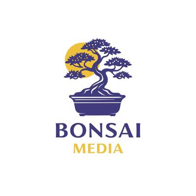 Vintage Retro Bonsai Tree Logo Design.
