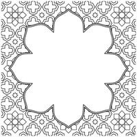 Monochrome geometric pattern with floral frame for design elements and layouts vector