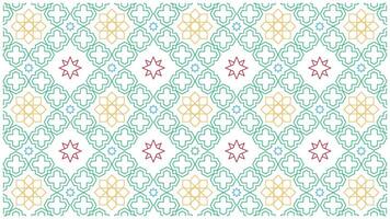 Geometric pattern with intricate floral and star designs in vibrant color scheme vector