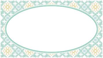 Elegant frame with geometrical mosaic pattern and oval blank space vector