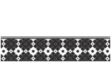 Decorative border with geometric star and clover motifs in black and white vector