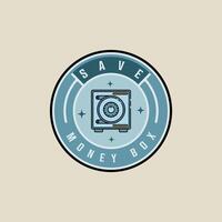 save box emblem logo color illustration template icon graphic design. money saving sign or symbol for business finance concept with circle badge label typography vector