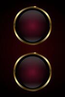 Two premium Red luxury Circle buttons design on dark red background. Set of two Premium red circle button, element, web UI illustration design vector