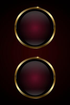 Two premium Red luxury Circle buttons design on dark red background. Set of two Premium red circle button, element, web UI illustration design