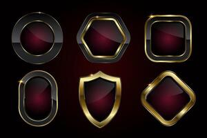 The Collection of different SIX symbols shapes for Luxury buttons design, Group of 6 red gold premium symbol, element, shape, icon, and luxury button concept vector