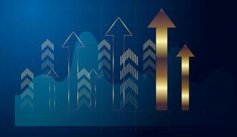 A dynamic blend of gold and blue with grid lines and arrows reflects strategic market acceleration and trade expansion. , illustration vector