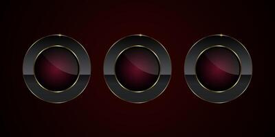 Collection of three circles Luxury button in dark red gradient symbol, element, shape, icon, and premium button concepts design vector