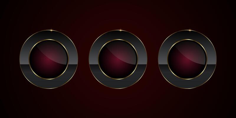 Collection of three circles Luxury button in dark red gradient symbol, element, shape, icon, and premium button concepts design