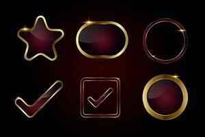 Groups of different Luxury buttons , illustration design, Group of SIX dark red premium buttons and element, shape, icon, and luxury button web concept vector
