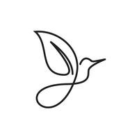 Line style logo of Flying Bird with Leaf Wings vector