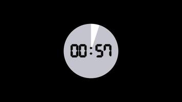 Circle countdown timer of 1 minutes animation Isolated on Black Background video