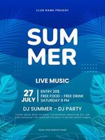Gradient summer music poster with abstract shapes vector