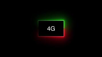 Glowing neon 4G internet networking icon neon animation Isolated on Black Background video