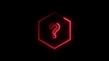 The question mark icon, symbol of inquiry neon line animation Isolated on Black Background video