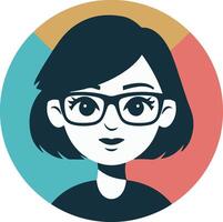 A woman with glasses and a round face vector