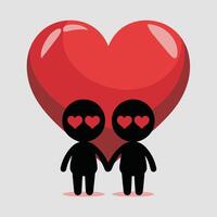 Two people holding hands in front of a heart vector