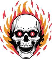A skull with fire in the background vector