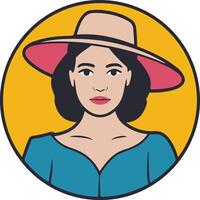 A woman in a hat is in a circle vector