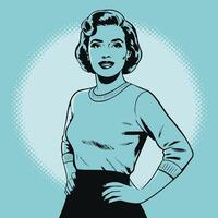 Retro woman in a skirt pop art retro retro woman in a skirt retro retro retro woman in vector