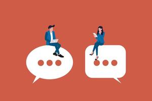 Business people sitting on bubbles. concept Speech bubbles for comment and reply vector