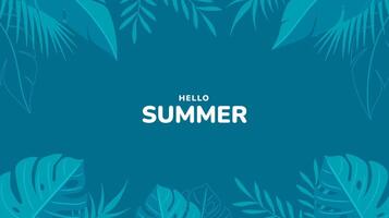 Hello summer background with tropical leaves. Modern minimalist summer design vector