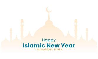 Muharram greeting design with mosque silhouette vector