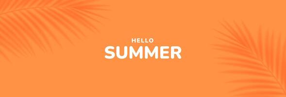 Summer banner design with palm leaf shadow vector
