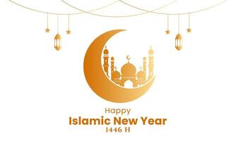 Golden Islamic New Year Background with lanterns vector