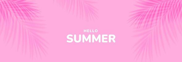 Tropical palm leaf shadow on pink background vector